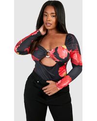 Boohoo - Plus Long Sleeve Ring Detail Bodysuit - Lyst