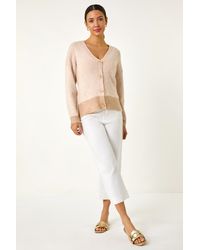 Roman - Textured V-Neck Knit Cardigan - Lyst