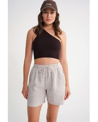 MixRay - High-Waisted Striped Wide Leg Shorts - Lyst