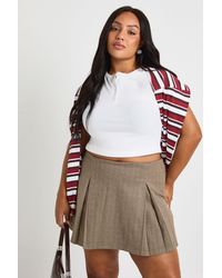 Boohoo - Plus Brushed Herringbone Skort - Lyst