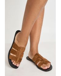 Boohoo - Faux Suede Gladiator Sliders - Lyst