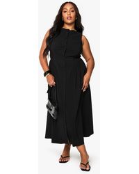 Boohoo - Plus Button Down Midaxi Skater Dress - Lyst