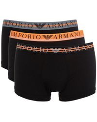 Emporio Armani - Men's Armani 3 Pack Mixed Waistband Boxer Trunks In Black - Lyst