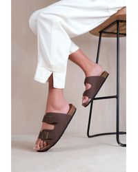 Where's That From - 'Willow' Two Strap Flat Sandals With Buckle Detail - Lyst