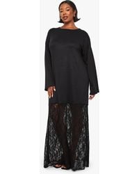 Boohoo - Plus Long Sleeve Lace T-Shirt Dress - Lyst