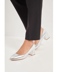 Good for the Sole - Fiorette Faux Metallic Leather Padded Comfort Sock Low Block Heeled Court Shoes - Lyst