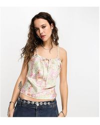 Reclaimed (vintage) - Satin Cami Top With Open Tie Back - Lyst