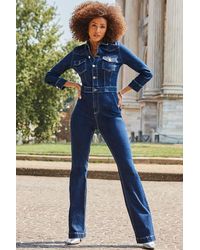 Sosandar - Petite Bootcut Denim Jumpsuit - Lyst