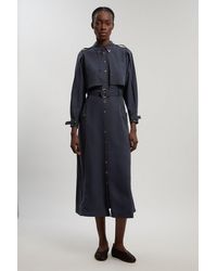 Karen Millen - Cupro Utility Twill Woven Shirt Dress With Belt Detail - Lyst