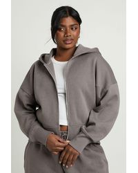 Boohoo - Plus Oversized Seam Detail Zip Up Hoodie - Lyst