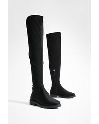 Boohoo - Wide Fit Flat Stretch Over The Knee Boots - Lyst