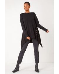 Roman - Buttoned Side Hanky Hem Jumper - Lyst