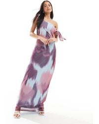 Vero Moda - Mesh Asymmetric Off Shoulder Maxi Dress - Lyst
