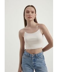 Hiccup - Spaghetti Strap Basic Cropped Cami Top - Lyst