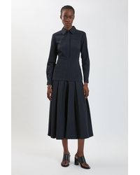 Karen Millen - Tailored Pinstripe Collared Maxi Dress - Lyst