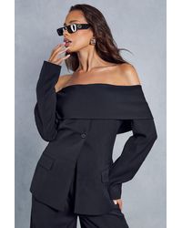 MissPap - Tailored Bardot Fitted Blazer Top - Lyst