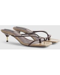 River Island - Mule Sandals Strap Toe Thong Heeled Shoes Pu - Lyst