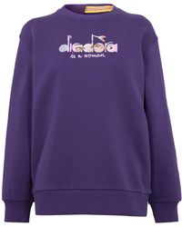 Diadora - Embroidered Crew Neck Ribbed Collar Long Sleeve Sweater - Lyst