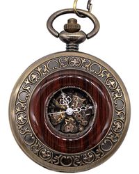 Infinity Leather - Vintage Wooden Skeleton Half Hunter Alloy Pocket Watch - Lyst