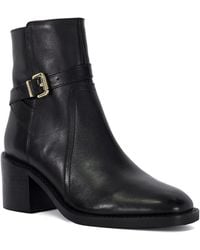 Dune - 's Dune Plotto Leather Block Heel Boots In Black - Lyst