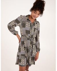 Blue Vanilla - Patchwork Belted Mini Shirt Dress - Lyst