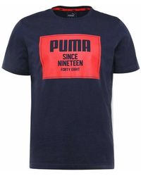 PUMA - Graphic Logo Short Sleeve Crew Neck T-Shirt 852395 06 Cotton - Lyst