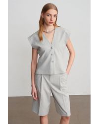 Dilvin - Striped V-Neck Woven Waistcoat - Lyst