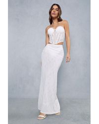 MissPap - Lace Ruched Side Maxi Skirt - Lyst