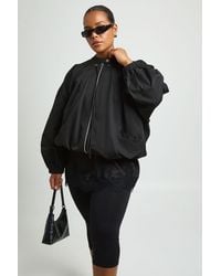 Boohoo - Plus Zip Through Gather Detail Bomber Jacket - Lyst
