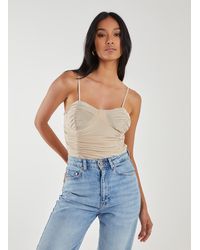 Pink Vanilla - Ruched Cupped Strappy Bodysuit - Lyst