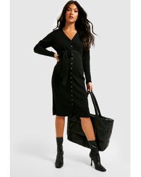 Boohoo - Maternity Button Down Knitted Midi Dress - Lyst