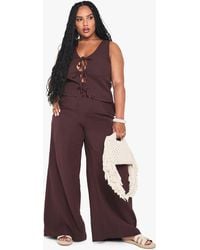 Boohoo - Plus Cheesecloth Elasticated Waist Trousers - Lyst