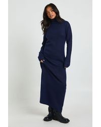 Boohoo - Petite Super Soft High Neck Knitted Maxi Dress - Lyst