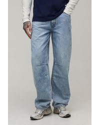 BoohooMAN - Tall Relaxed Fit Washed Knee Dart Jeans - Lyst