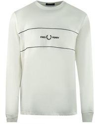 Fred Perry - Embroidered Panel Long Sleeve Snow T-Shirt - Lyst