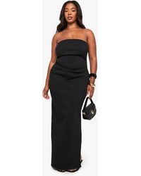 Boohoo - Plus Structured Draped Bandeau Maxi Dress - Lyst