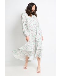 Wallis - Floral Print Button Midi Shirt Dress - Lyst
