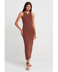 Dilvin - Ribbed Cotton Blend Sleeveless Maxi Dress - Lyst
