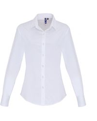 PREMIER - Ladies Stretch Fit Poplin Long Sleeve Blouse - Lyst