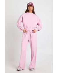 Boohoo - Washed Ribbed Detail Straight Leg Tracksuit - Lyst