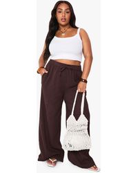 Boohoo - Plus Textured Crinkle Wide Leg Trouser - Lyst