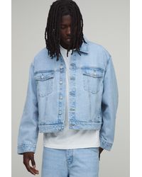 BoohooMAN - Essential Oversized Boxy Denim Jacket - Lyst