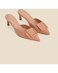Sosandar - Tan Suede Trim Detail Kitten Heel Mules - Lyst