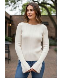 Karen Millen - Split Cuff Ribbed Fine Knit Top - Lyst