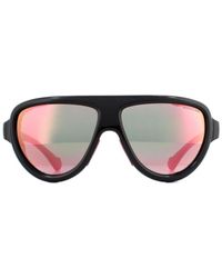 Moncler - Aviator Shiny With Leather Mirror Sunglasses - Lyst