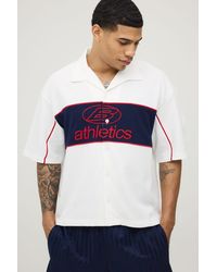 BoohooMAN - Oversized Boxy Curve Piping Waffle Sport Shirt - Lyst