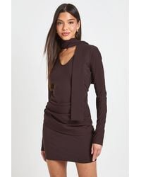 Boohoo - Wrap Waist Scarf Detail Bodycon Dress - Lyst