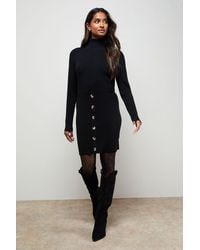 Oasis - Button Down High Neck Mini Dress - Lyst