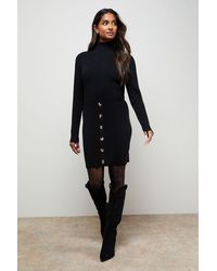 Oasis - Button Down High Neck Mini Dress - Lyst
