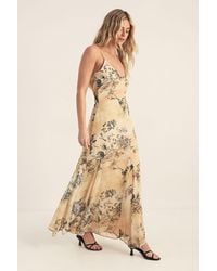 Nasty Gal - Chiffon Painted Floral Godet Cowl Maxi Dress - Lyst